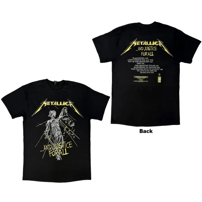 METALLICA - AND JUSTICE FOR ALL TRACKS - T-Shirt Black (Back Print) sold by Spiral Direct