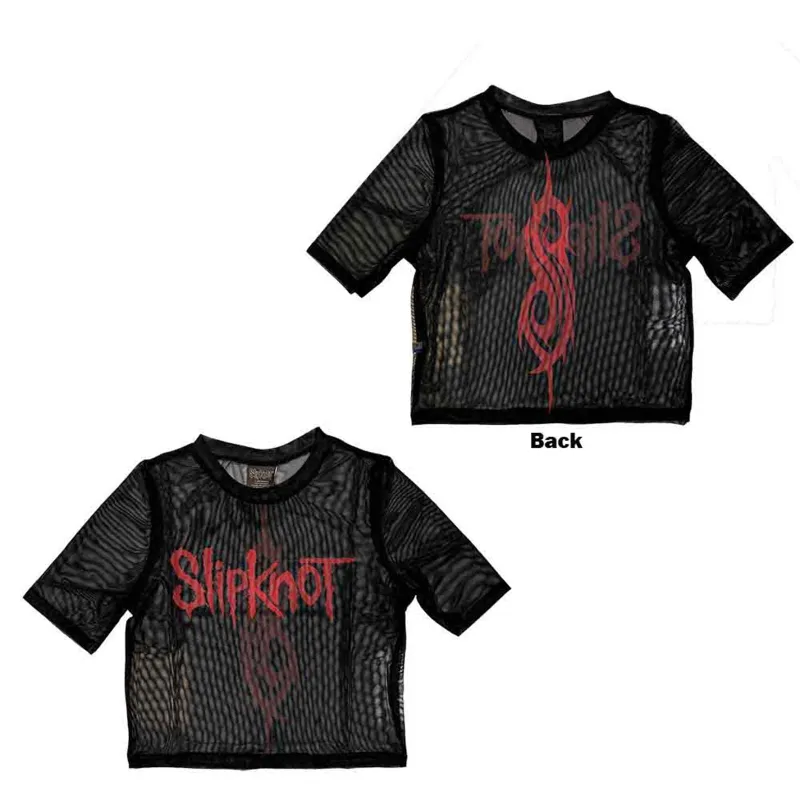 SLIPKNOT - LOGO - Crop Top Black (Back Print & Mesh) made by Spiral Direct