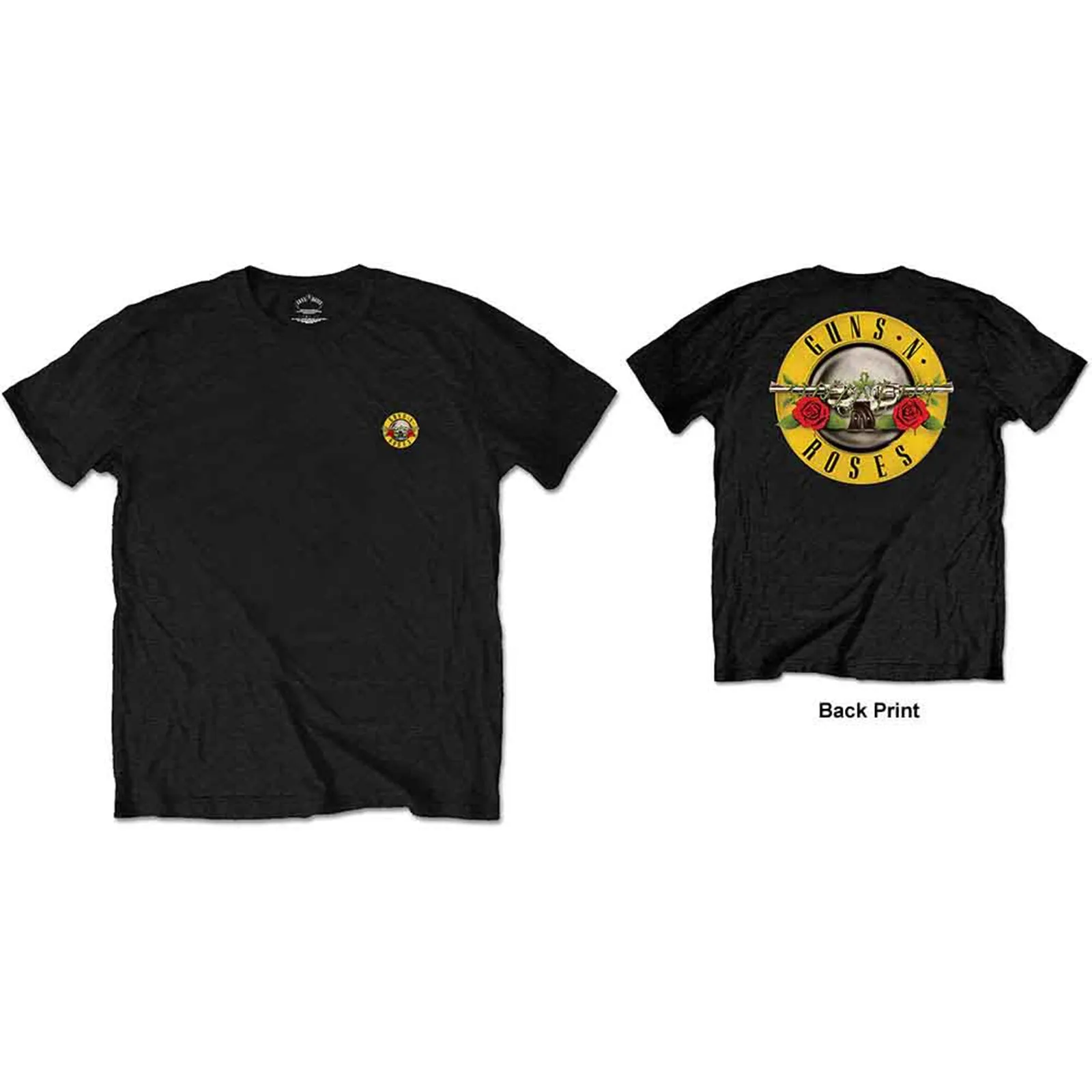 GUNS N ROSES - CLASSIC LOGO - Retail Pack T-Shirt Black (Back Print) sold by Spiral Direct