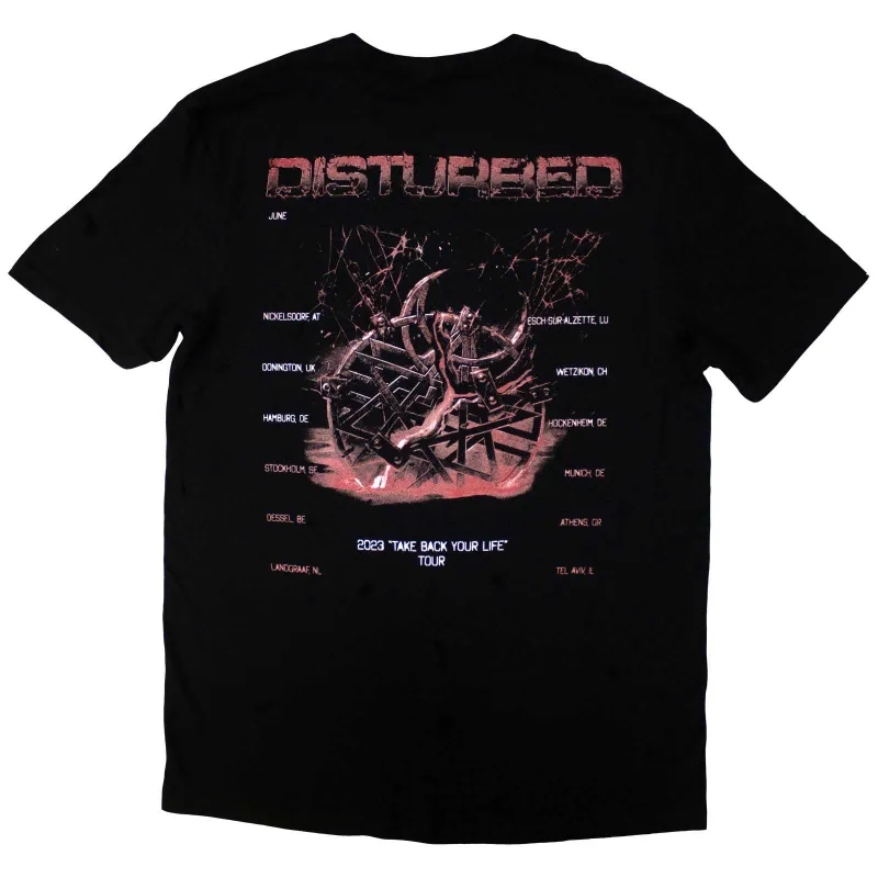 DISTURBED - EUROPEAN TOUR '23 MEDALLION - T-Shirt Black (Back Print & Ex-Tour) made by Spiral Direct