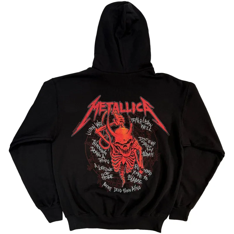 METALLICA - SKULL SCREAMING RED - Pullover Hoodie Black (Back Print) made by Spiral Direct
