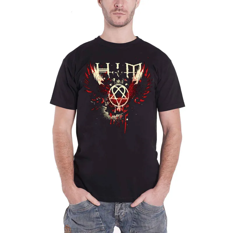 HIM - WINGS SPLATTER - T-Shirt Black made by Spiral Direct