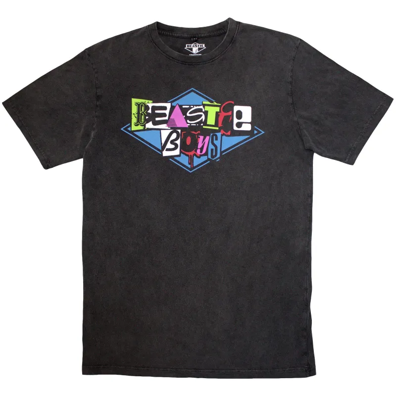 THE BEASTIE BOYS - MULTICOLOUR LOGO - Stone Wash T-Shirt Grey made by Spiral Direct