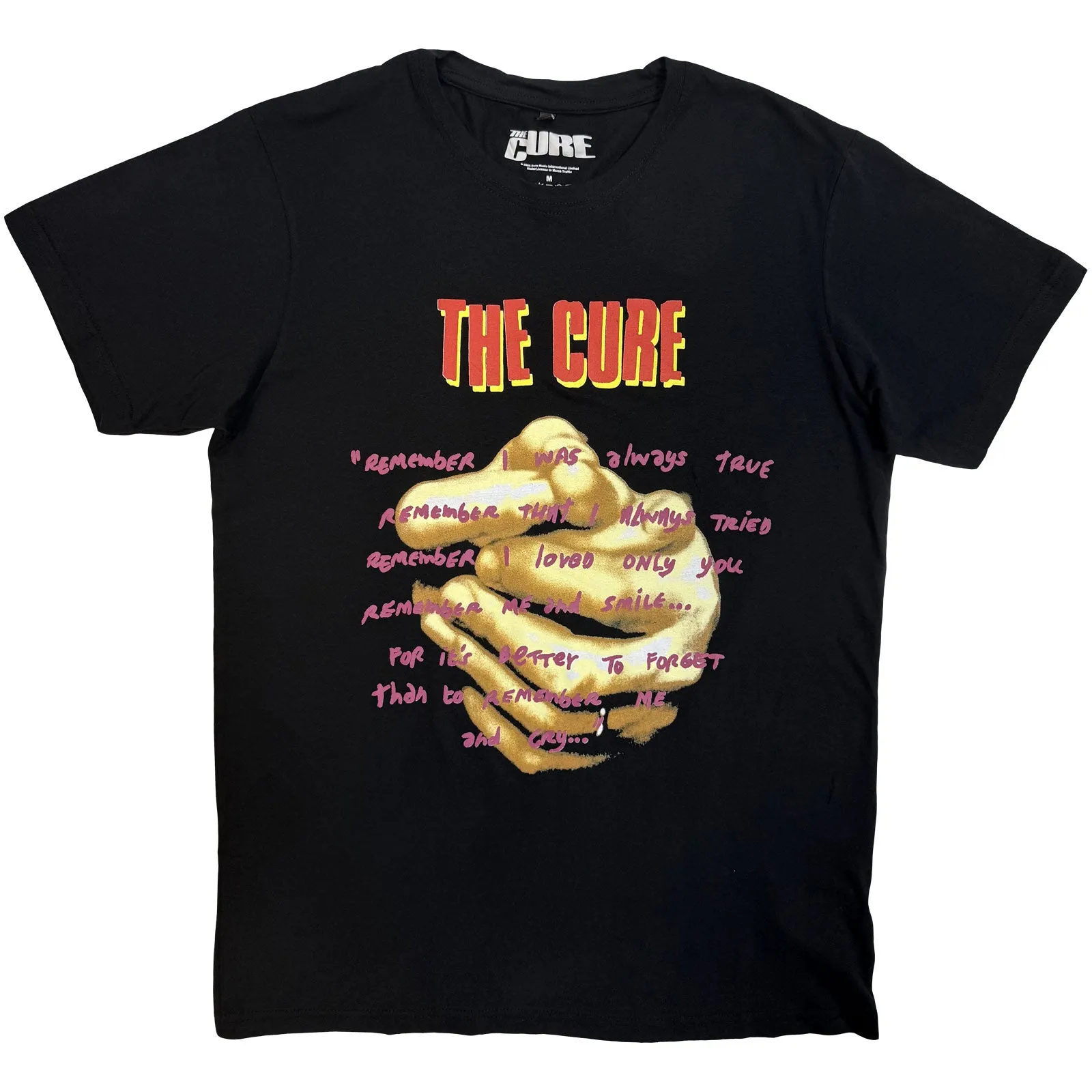 THE CURE - PRAYING HANDS TREASURE LYRIC - Carbon T-Shirt Black sold by Spiral Direct