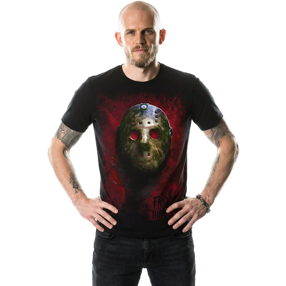 FRIDAY THE 13TH - BLOOD MASK - Front Print T-Shirt Black sold by Spiral Direct product image thumbnail 2