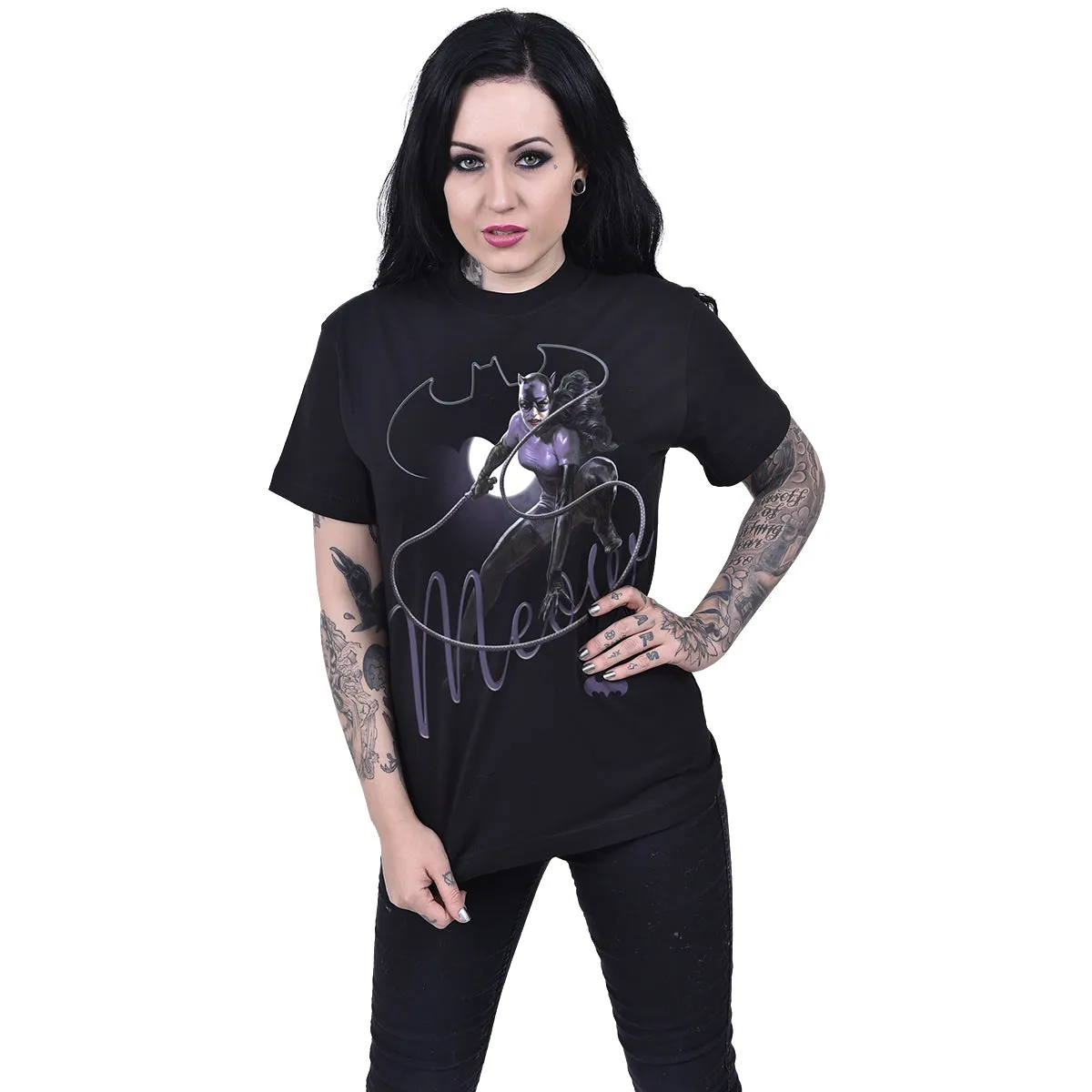 CATWOMAN - MEOW - Front Print T-Shirt Black sold by Spiral Direct product image thumbnail 2