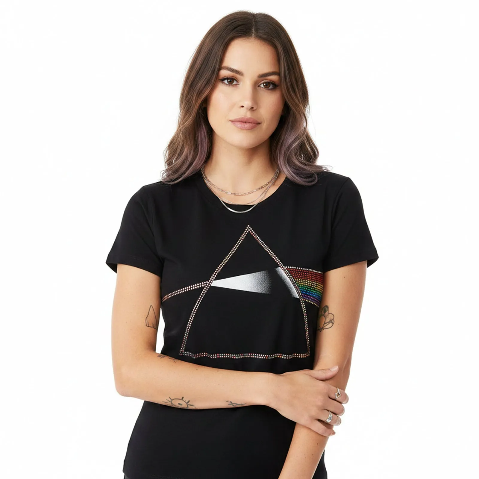 PINK FLOYD - DARK SIDE OF THE MOON - Ladies T-Shirt Black (Embellished) sold by Spiral Direct product image thumbnail 2