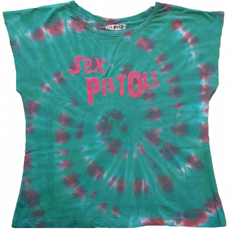 THE SEX PISTOLS - LOGO - Crop Top Green (Wash Collection) made by Spiral Direct