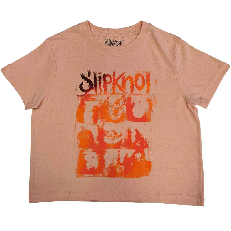 SLIPKNOT - THE END, SO FAR FACES GRID - Crop Top Pink (Back Print) made by Spiral Direct