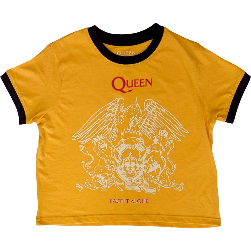 QUEEN - FACE IT ALONE CREST - Crop Top Yellow made by Spiral Direct