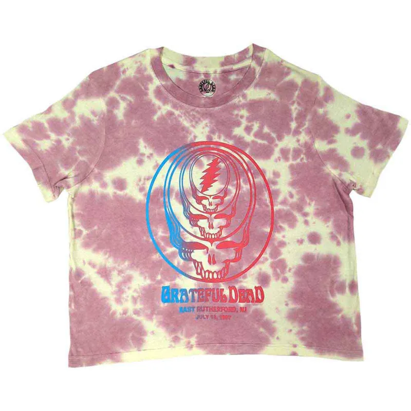 GRATEFUL DEAD - CONCENTRIC SKULLS - Crop Top Pink (Wash Collection) made by Spiral Direct