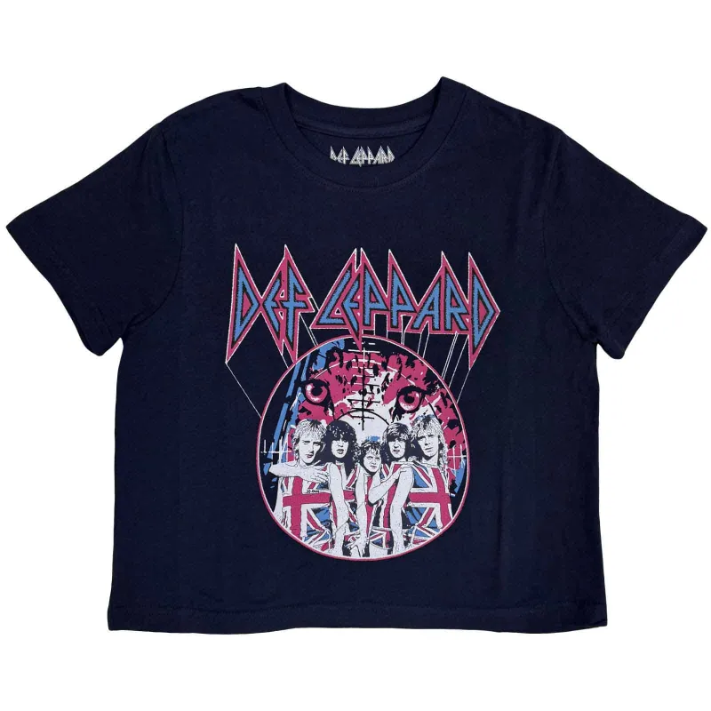DEF LEPPARD - PYRO TOUR - Crop Top Blue (Back Print) made by Spiral Direct