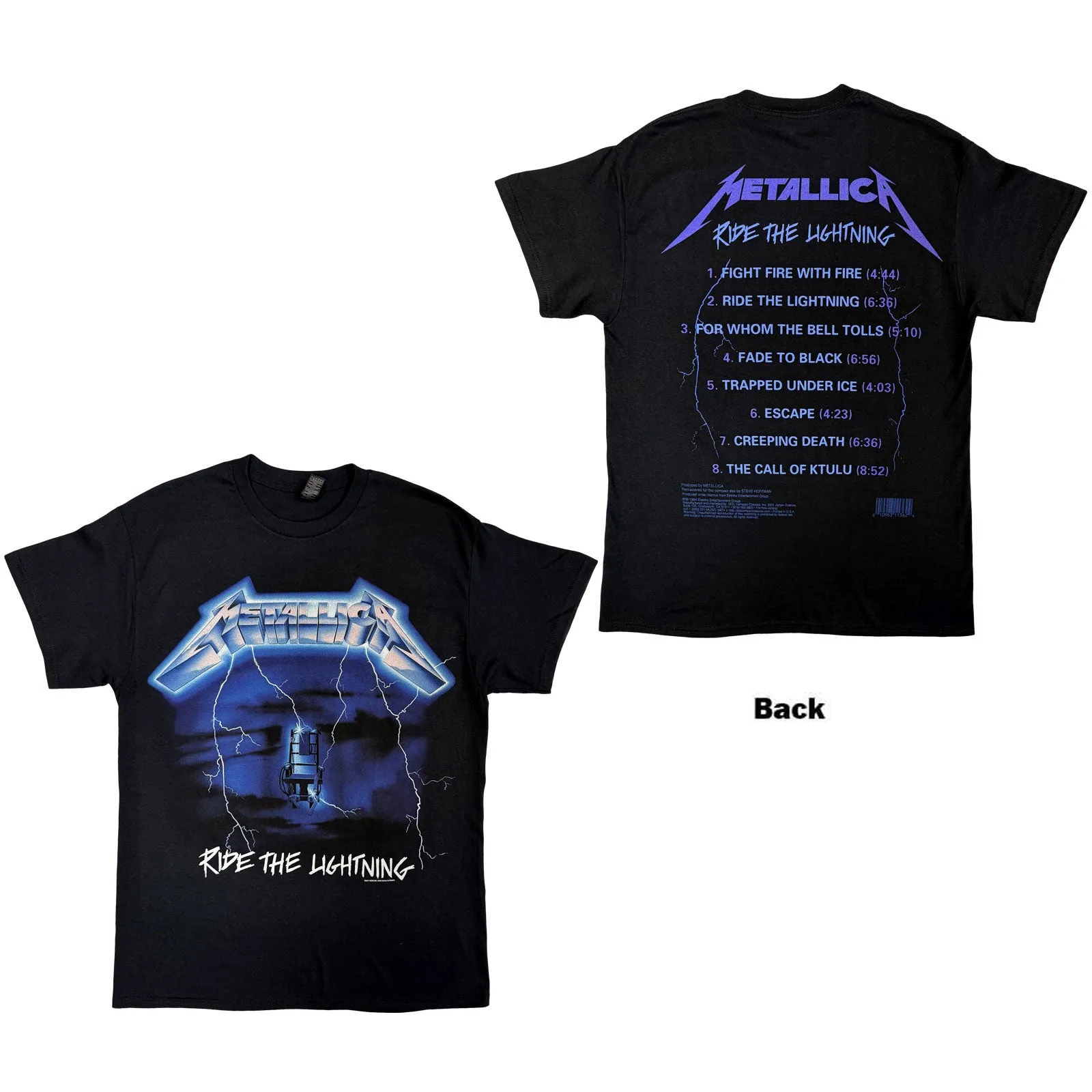 METALLICA - RIDE THE LIGHTNING TRACKS - T-Shirt Black (Back Print) sold by Spiral Direct