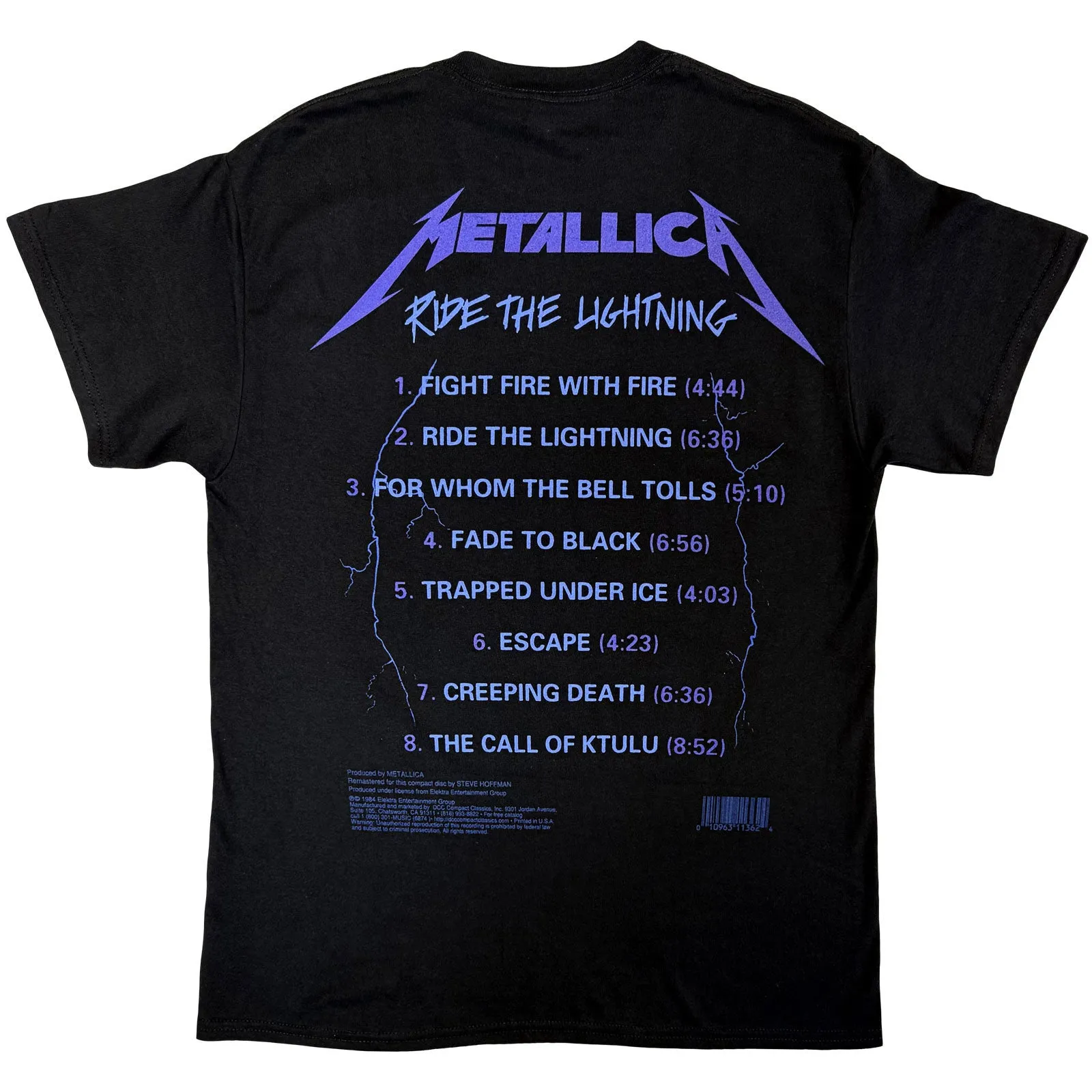 METALLICA - RIDE THE LIGHTNING TRACKS - T-Shirt Black (Back Print) sold by Spiral Direct product image thumbnail 2