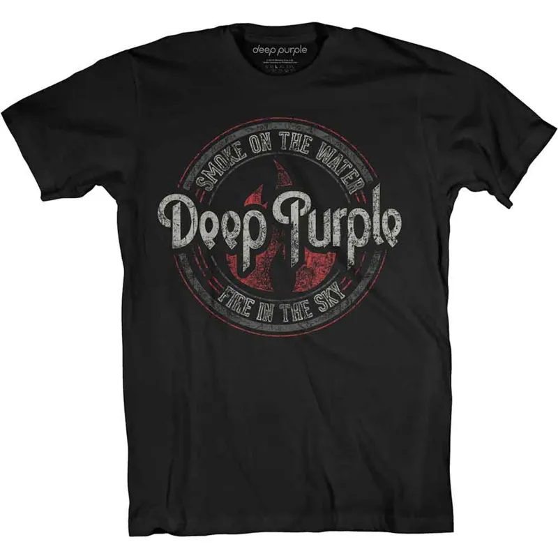 DEEP PURPLE - SMOKE CIRCLE - T-Shirt Black made by Spiral Direct