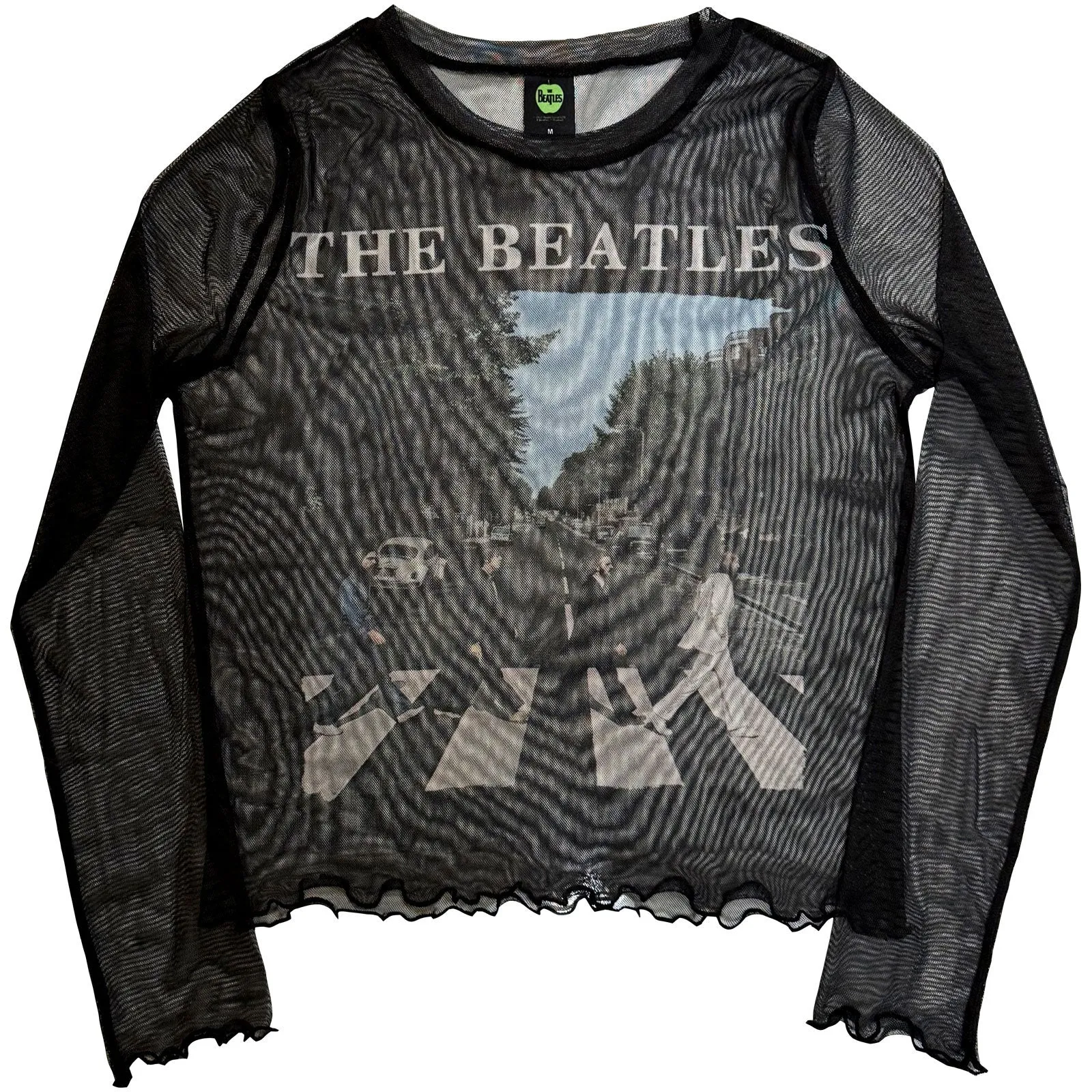 THE BEATLES - ABBEY ROAD & LOGO - Ladies Long Sleeve Crop Top Black sold by Spiral Direct