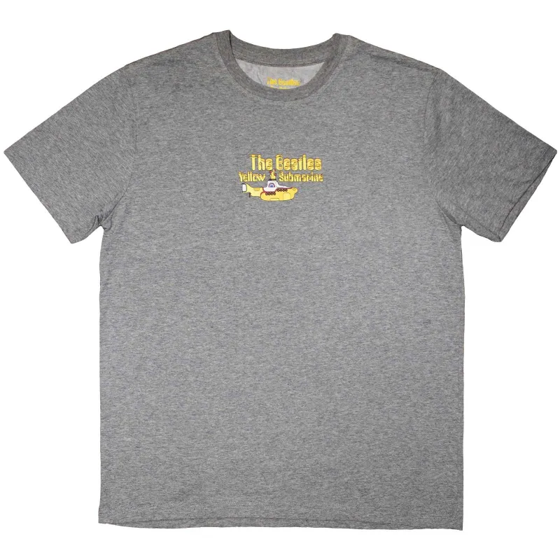 THE BEATLES - YELLOW SUBMARINE MINI SUB & LOGO - T-Shirt Grey made by Spiral Direct