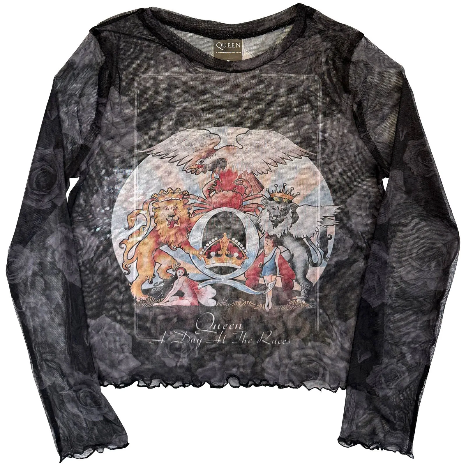 QUEEN - A DAY AT THE RACES - Ladies Long Sleeve Crop Top Black sold by Spiral Direct