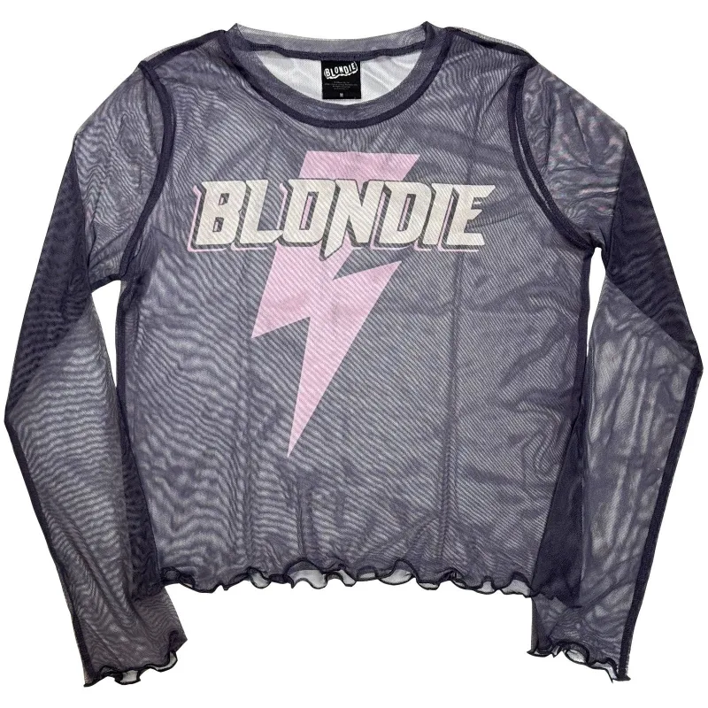 BLONDIE - LIGHTNING STRIKE - Ladies Long Sleeve Crop Top Purple made by Spiral Direct