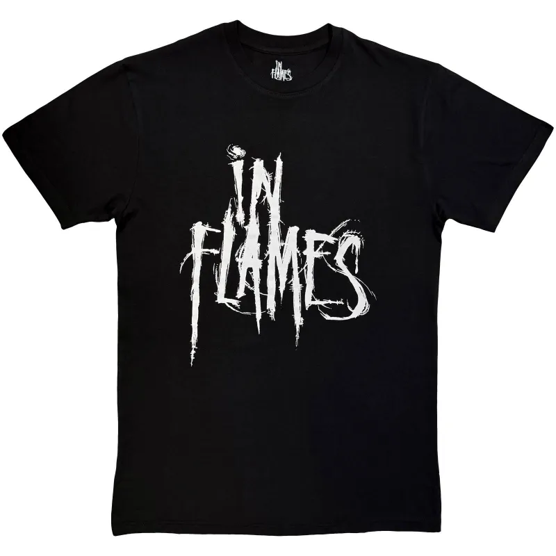 IN FLAMES - LOGO MONO - T-Shirt Black made by Spiral Direct