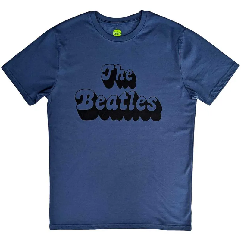 THE BEATLES - TEXT LOGO SHADOW - T-Shirt Blue made by Spiral Direct