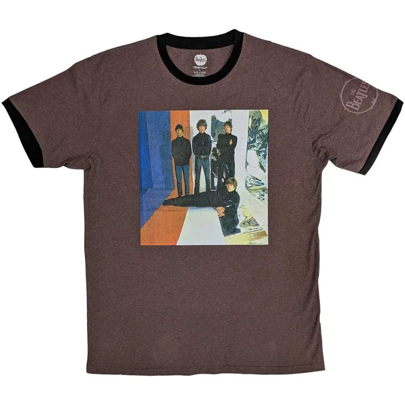 THE BEATLES - STRIPES - Ringer T-Shirt Red made by Spiral Direct