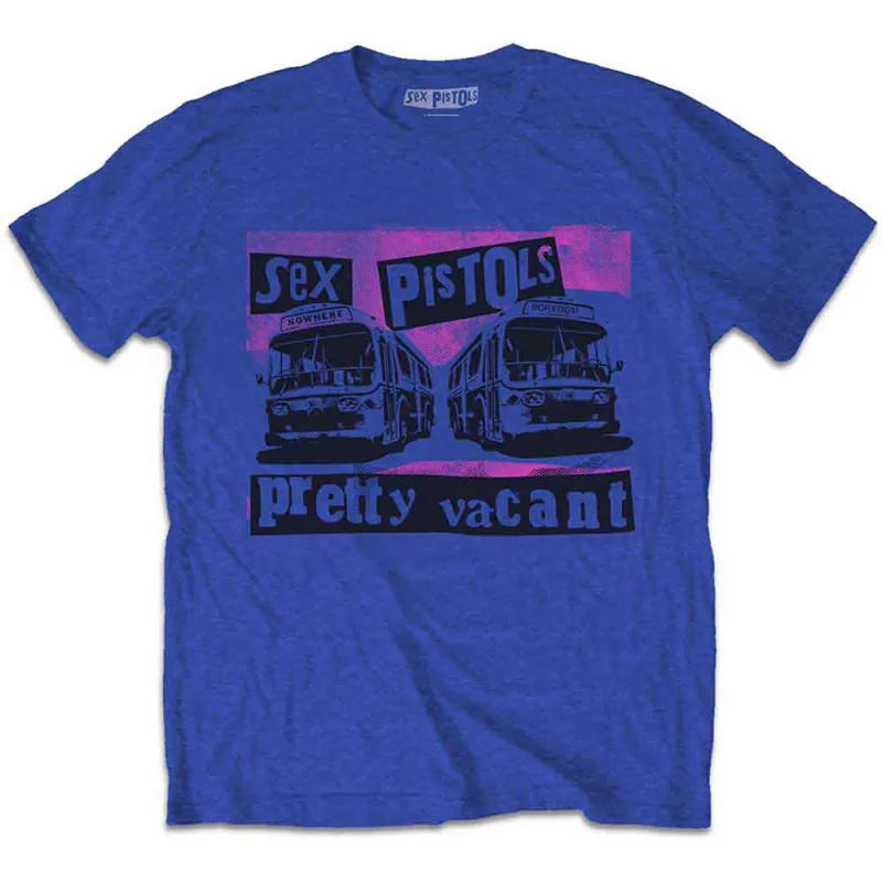THE SEX PISTOLS - PRETTY VACANT COACHES - T-Shirt Blue made by Spiral Direct