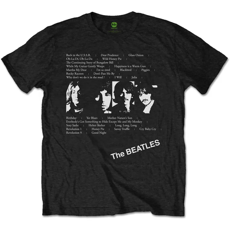 THE BEATLES - WHITE ALBUM TRACKS - T-Shirt Black made by Spiral Direct