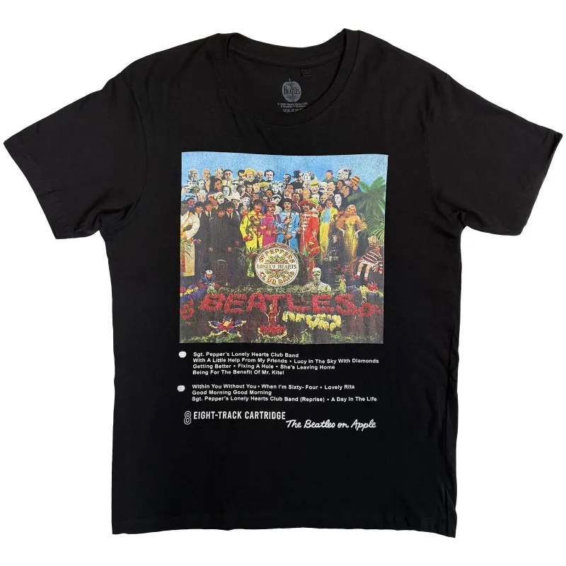THE BEATLES - SGT PEPPER 8 TRACK - T-Shirt Black made by Spiral Direct