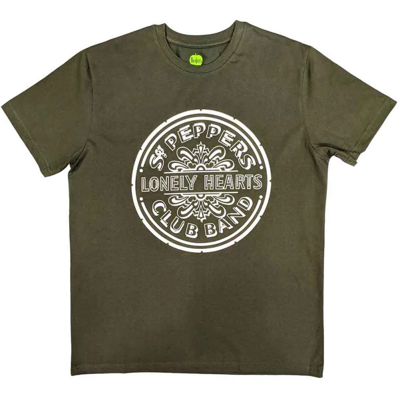 THE BEATLES - LONELY HEARTS - T-Shirt Green made by Spiral Direct