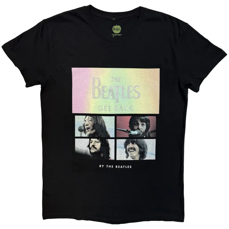 THE BEATLES - ALBUM FACES GRADIENT SILVER PRINTING - T-Shirt Black made by Spiral Direct