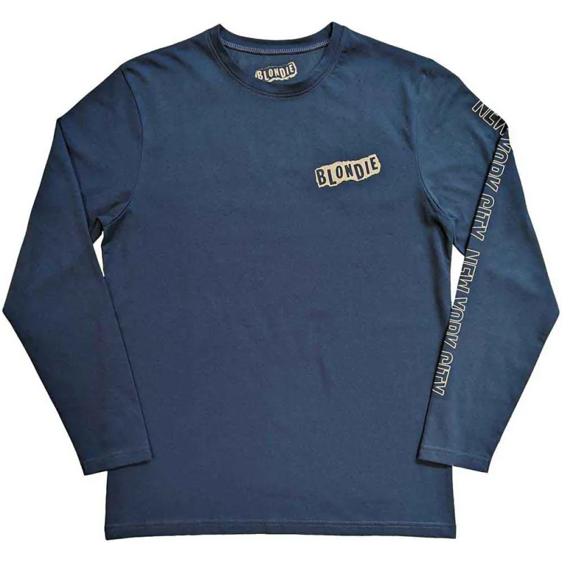 BLONDIE - NYC '77 - Long Sleeve T-Shirt Blue made by Spiral Direct