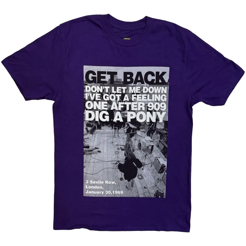 THE BEATLES - ROOFTOP SHOT - T-Shirt Purple made by Spiral Direct