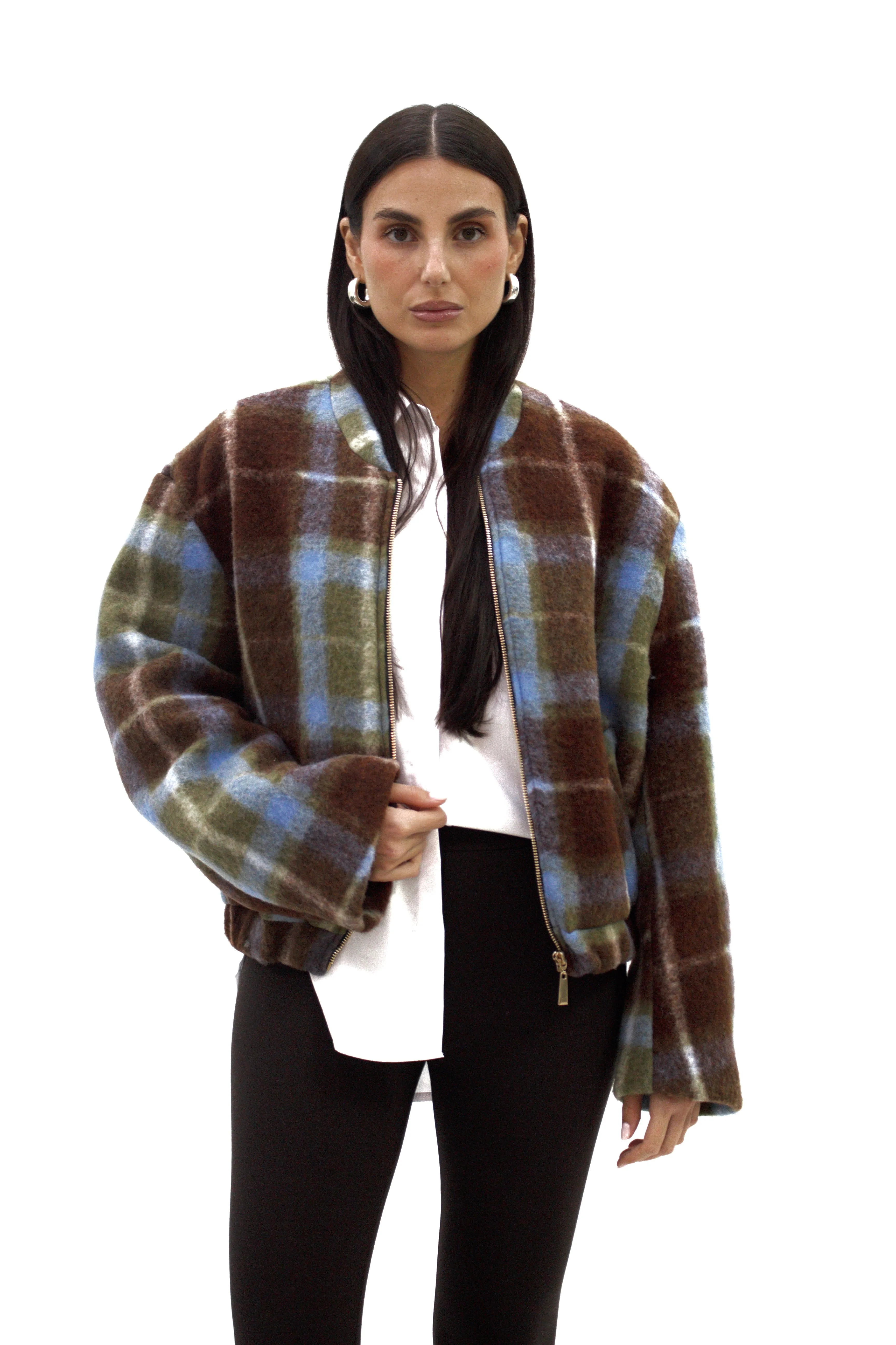 Bomber in lana cotta fantasia check sold by Apartamento product image thumbnail 3
