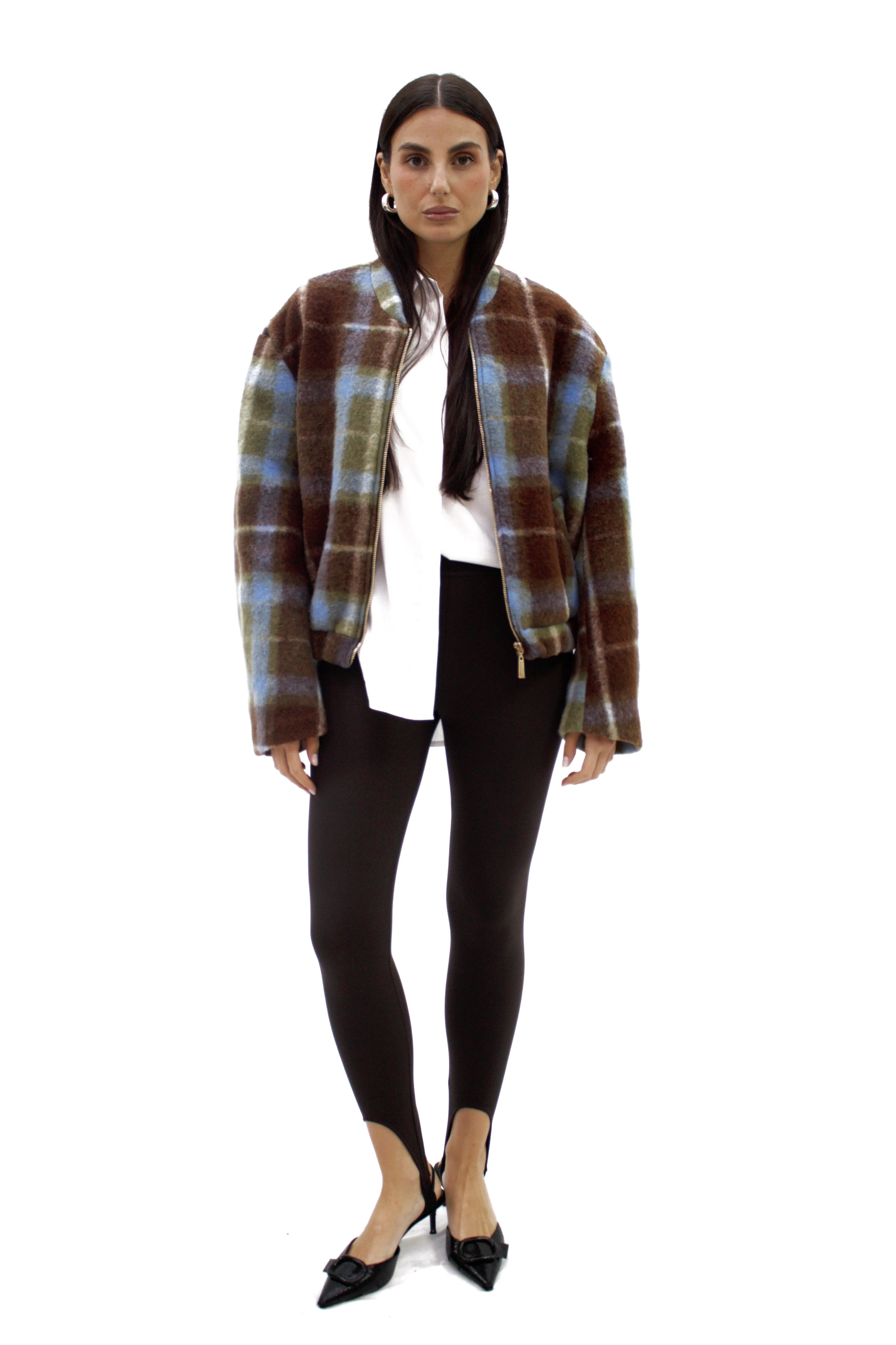 Bomber in lana cotta fantasia check sold by Apartamento product image thumbnail 2