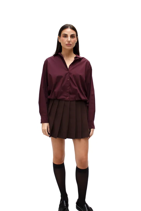 Camicia crop con elastico sul fondo bordeaux sold by Apartamento