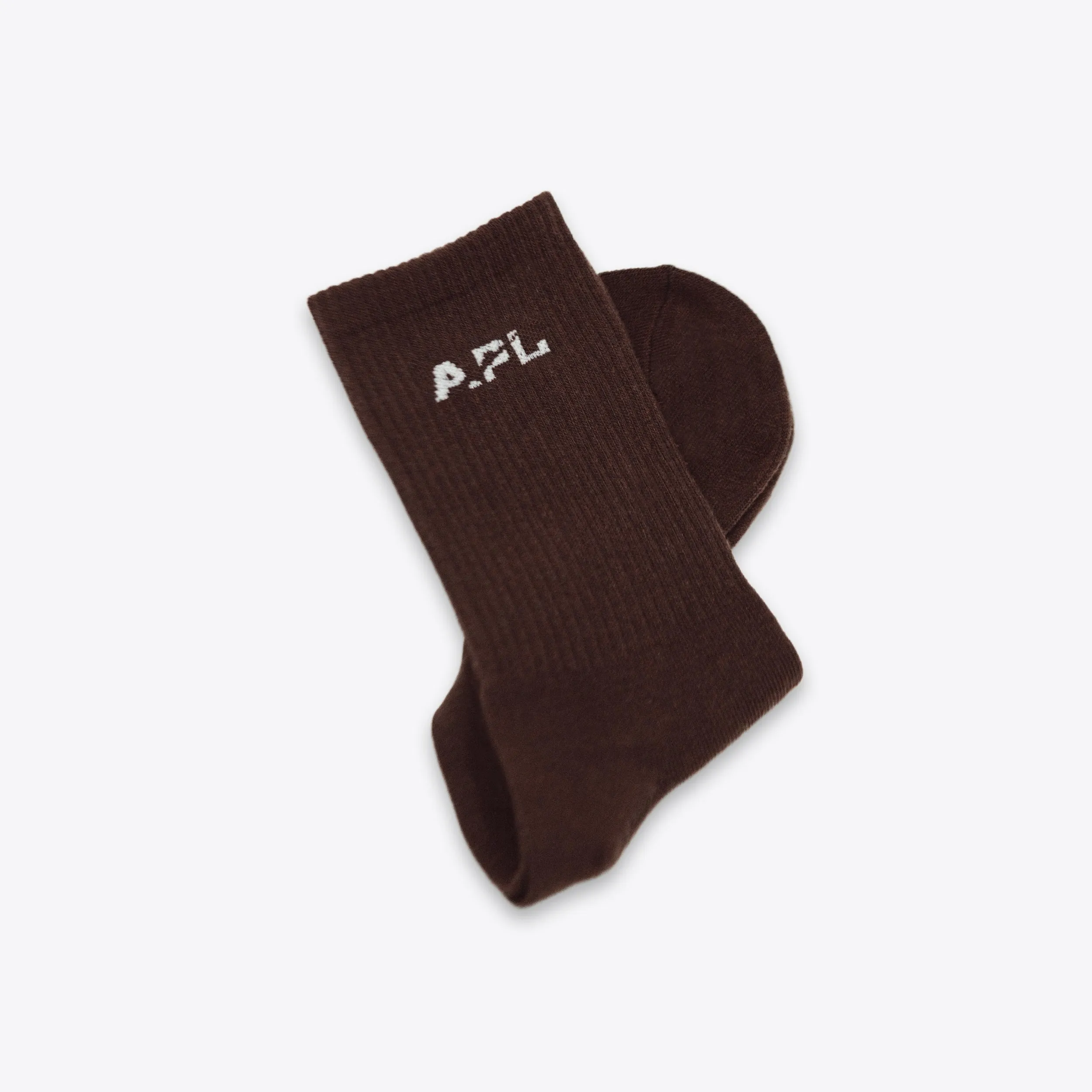 APL Lux Logo Socks Chocolate / White sold by APL