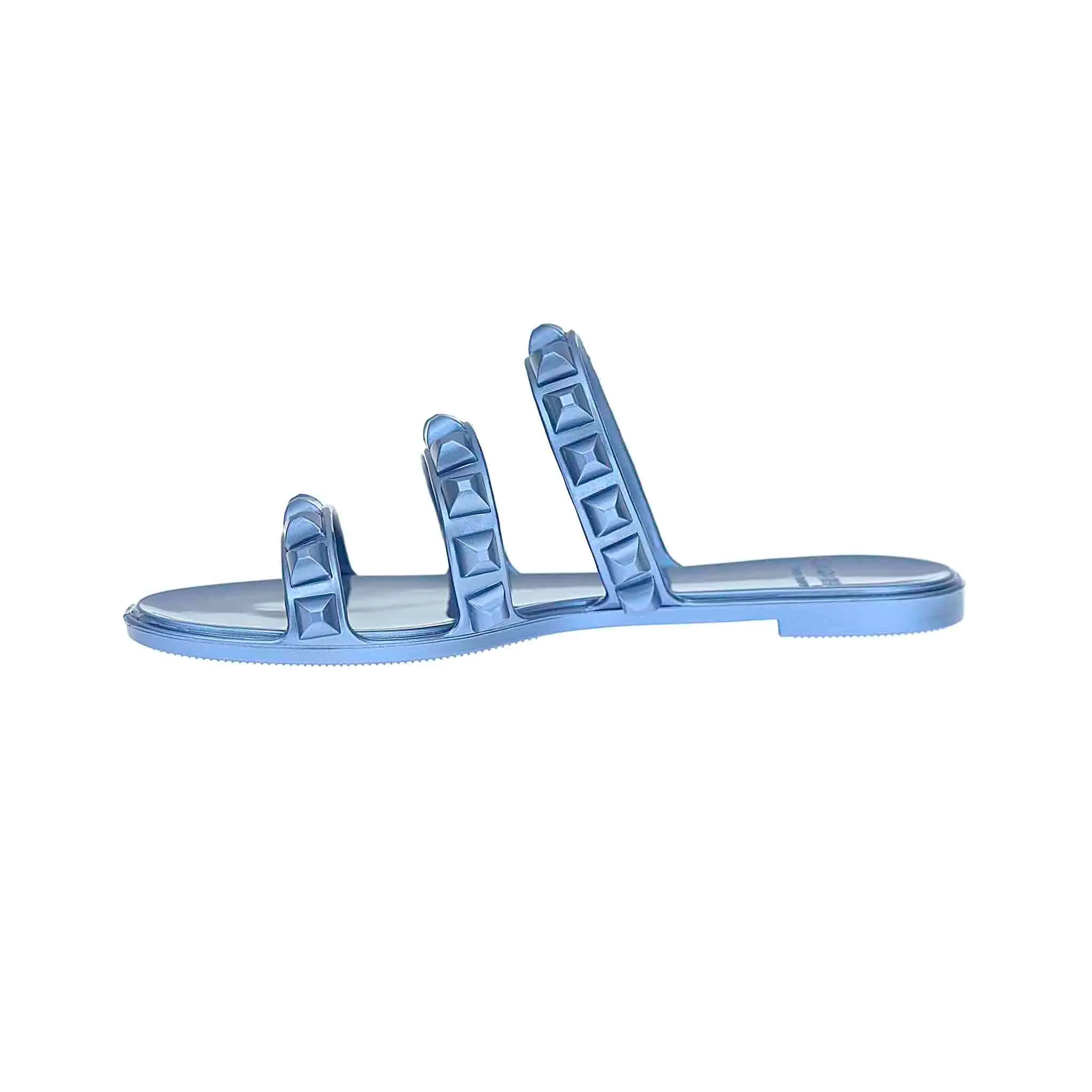 Maria 3 Strap Flat Jelly Sandals - Metallic Jelly sold by Carmen Sol product image thumbnail 5