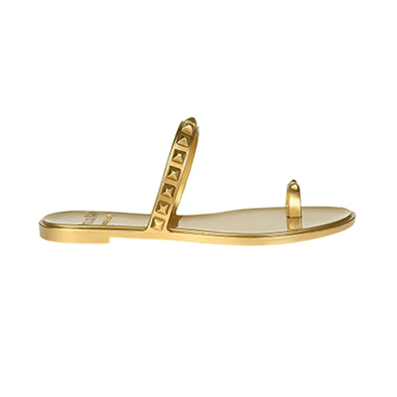 Maria Flat Jelly Sandals - Metallic Jelly sold by Carmen Sol