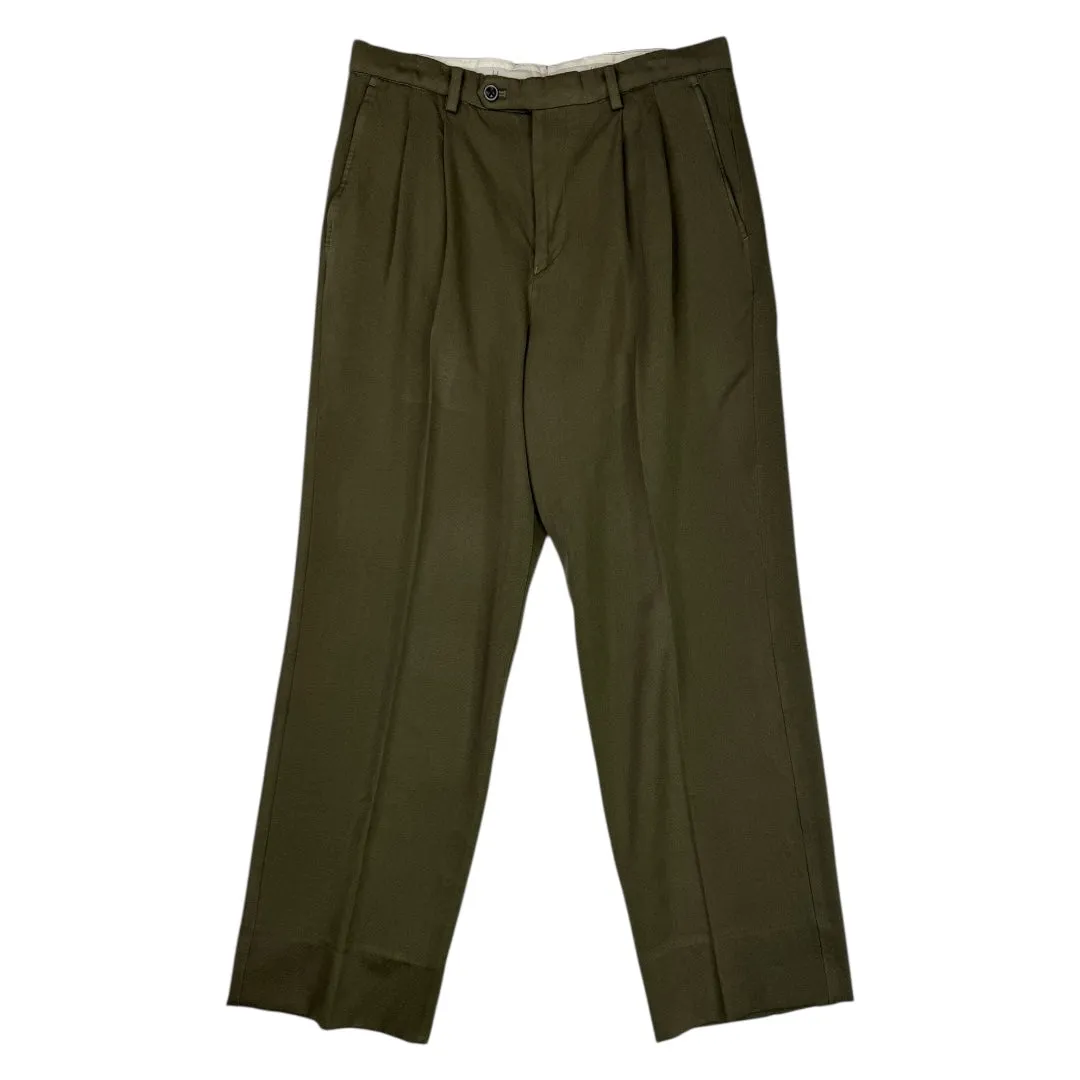 Back Satin Trousers Olive Wool sold by Herill