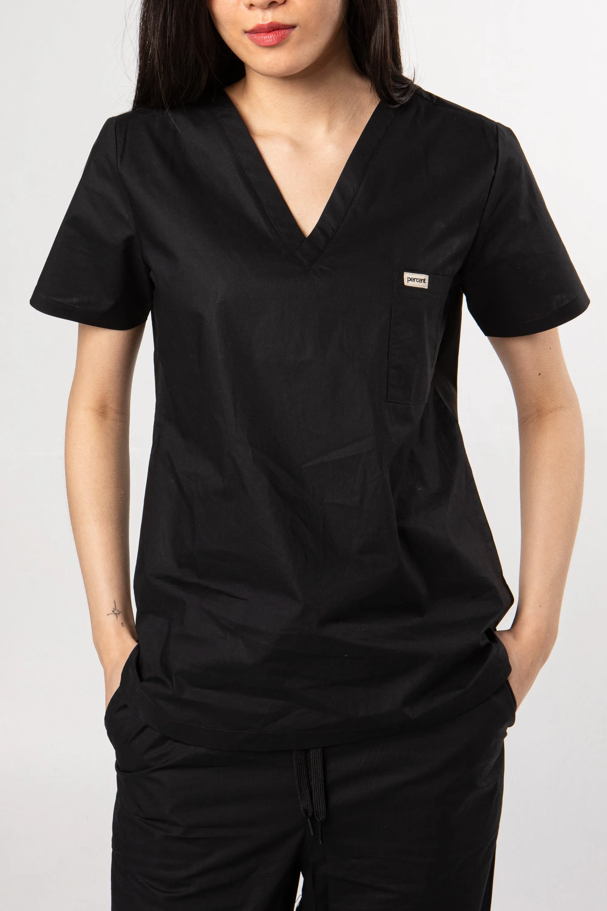 100% Organic Cotton Scrub Top Black sold by Percent Apparel product image thumbnail 3