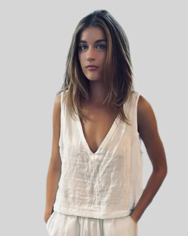 French Linen Tank sold by The Kno