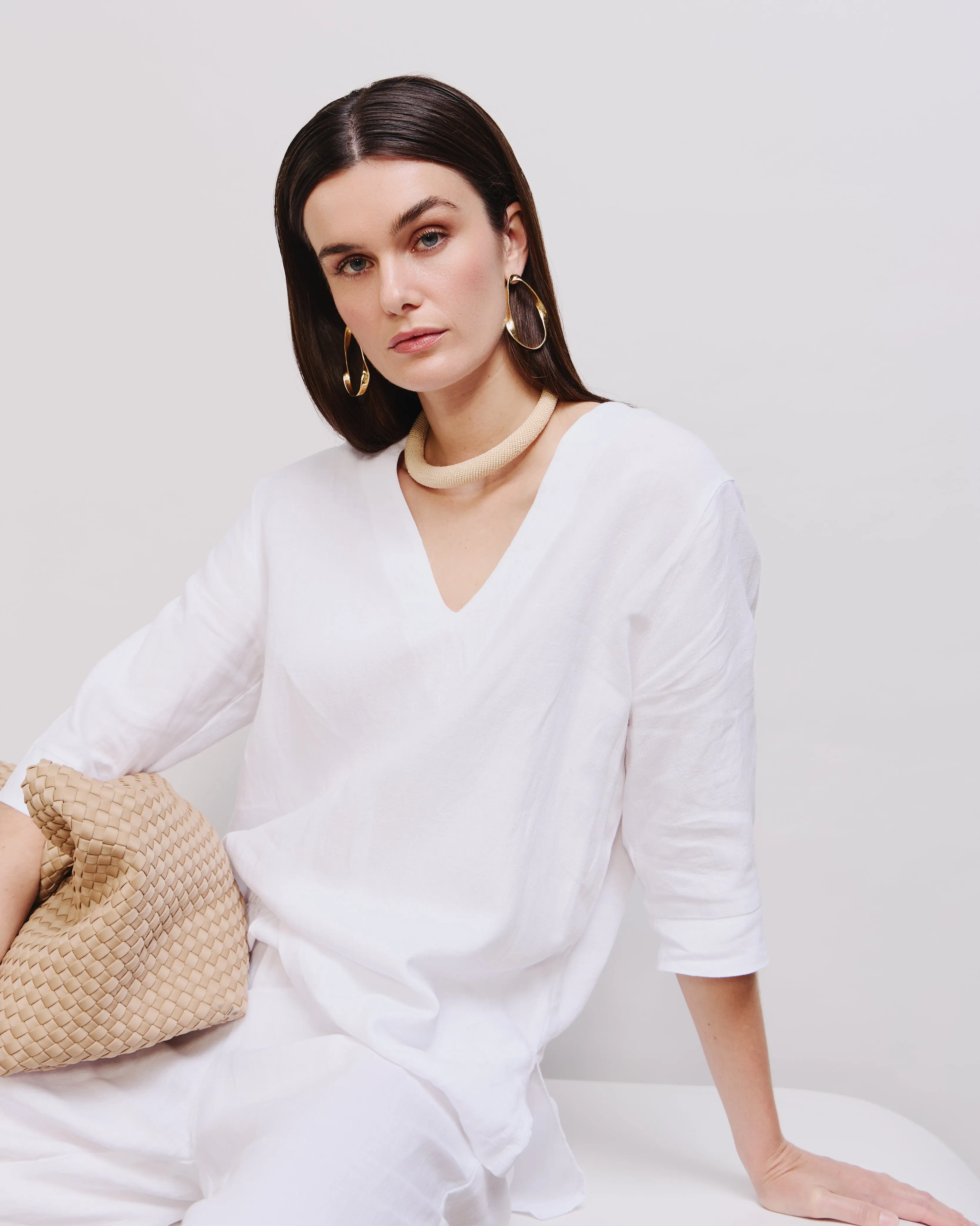 French Linen Shirt Dress sold by The Kno