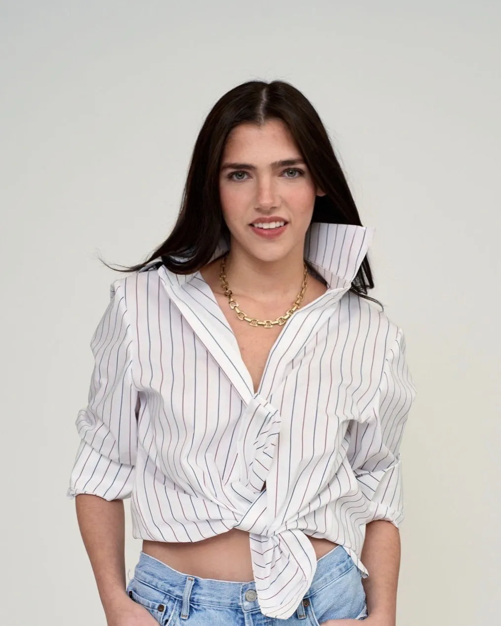 No-Button Button Down Pinstripe sold by The Kno product image thumbnail 3