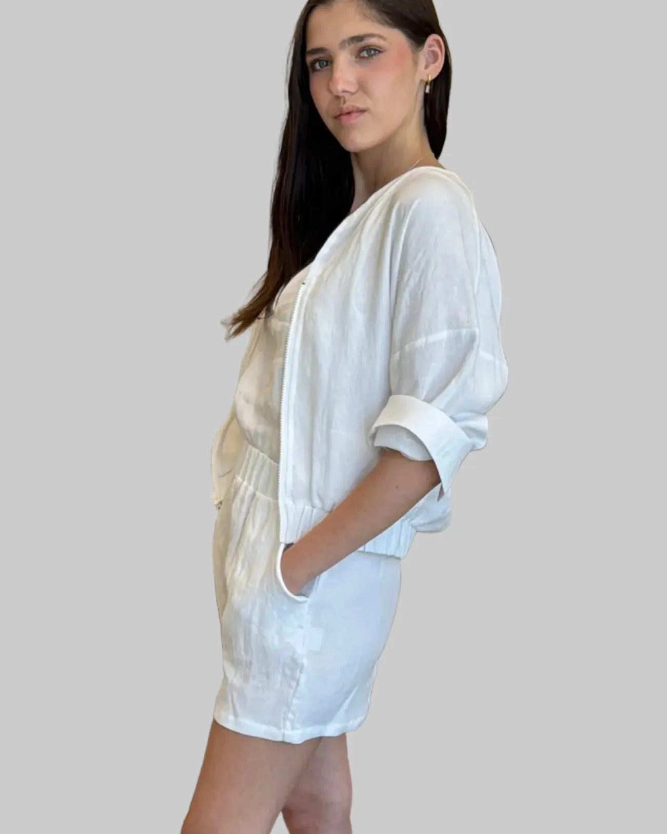 Linen Shift Zip Hoodie sold by The Kno product image thumbnail 2