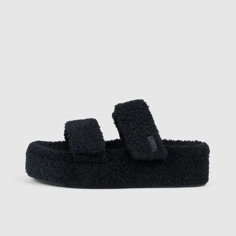 Black Two Strap Sherpa Platform sold by The Oodie