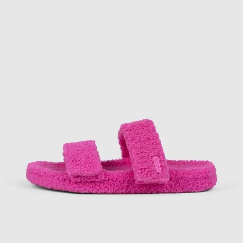 Pink Two Strap Sherpa Slide sold by The Oodie