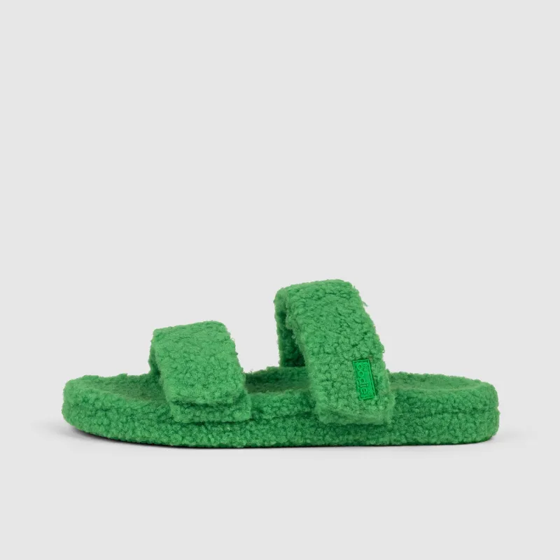 Green Two Strap Sherpa Slide sold by The Oodie