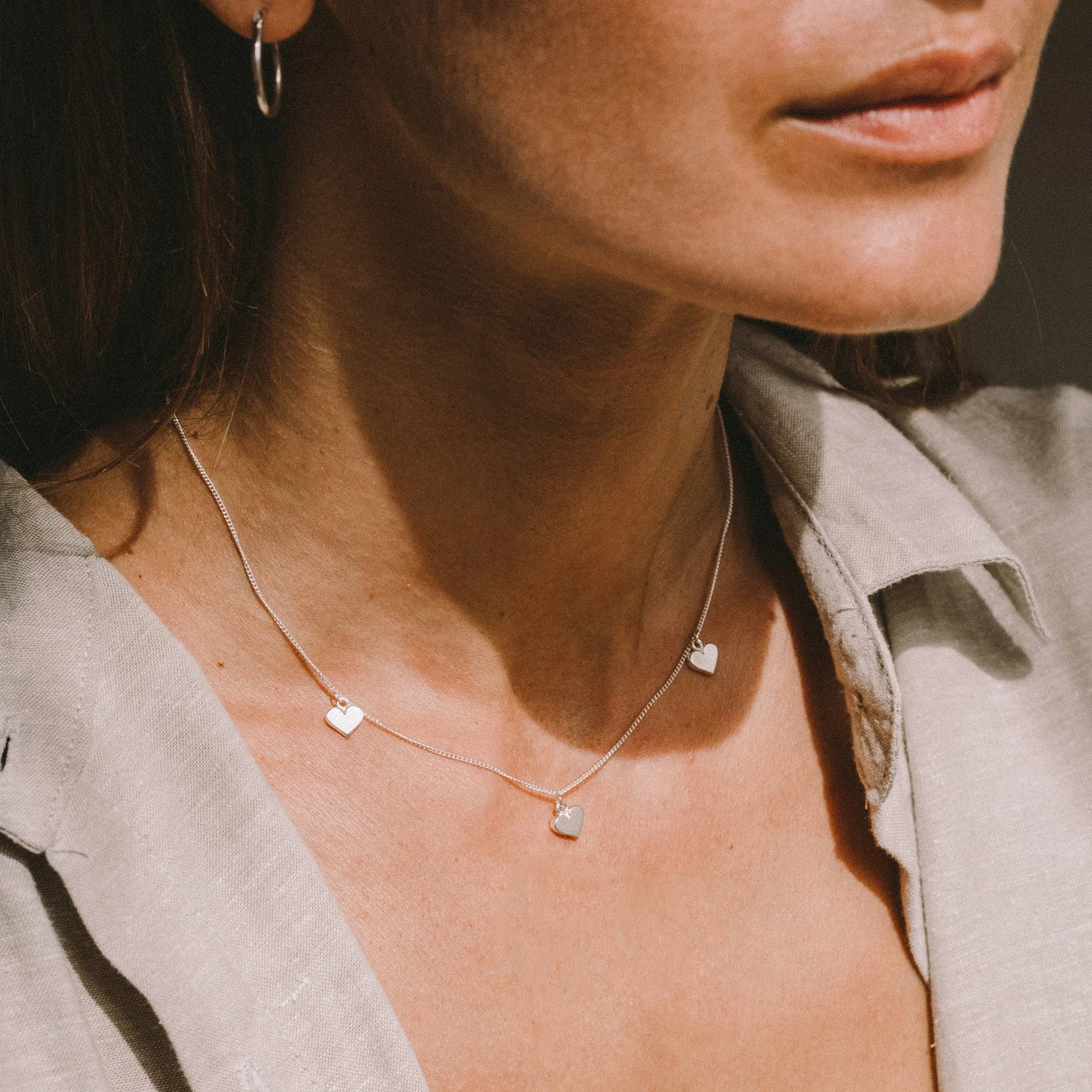 Triple Heart of Gold Necklace - (Silver) sold by Pusca product image thumbnail 2