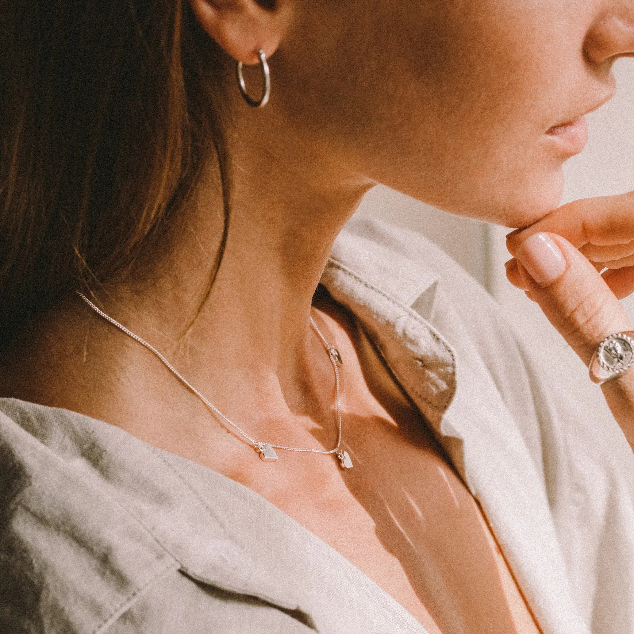 Triple Heart of Gold Necklace - (Silver) sold by Pusca product image thumbnail 4